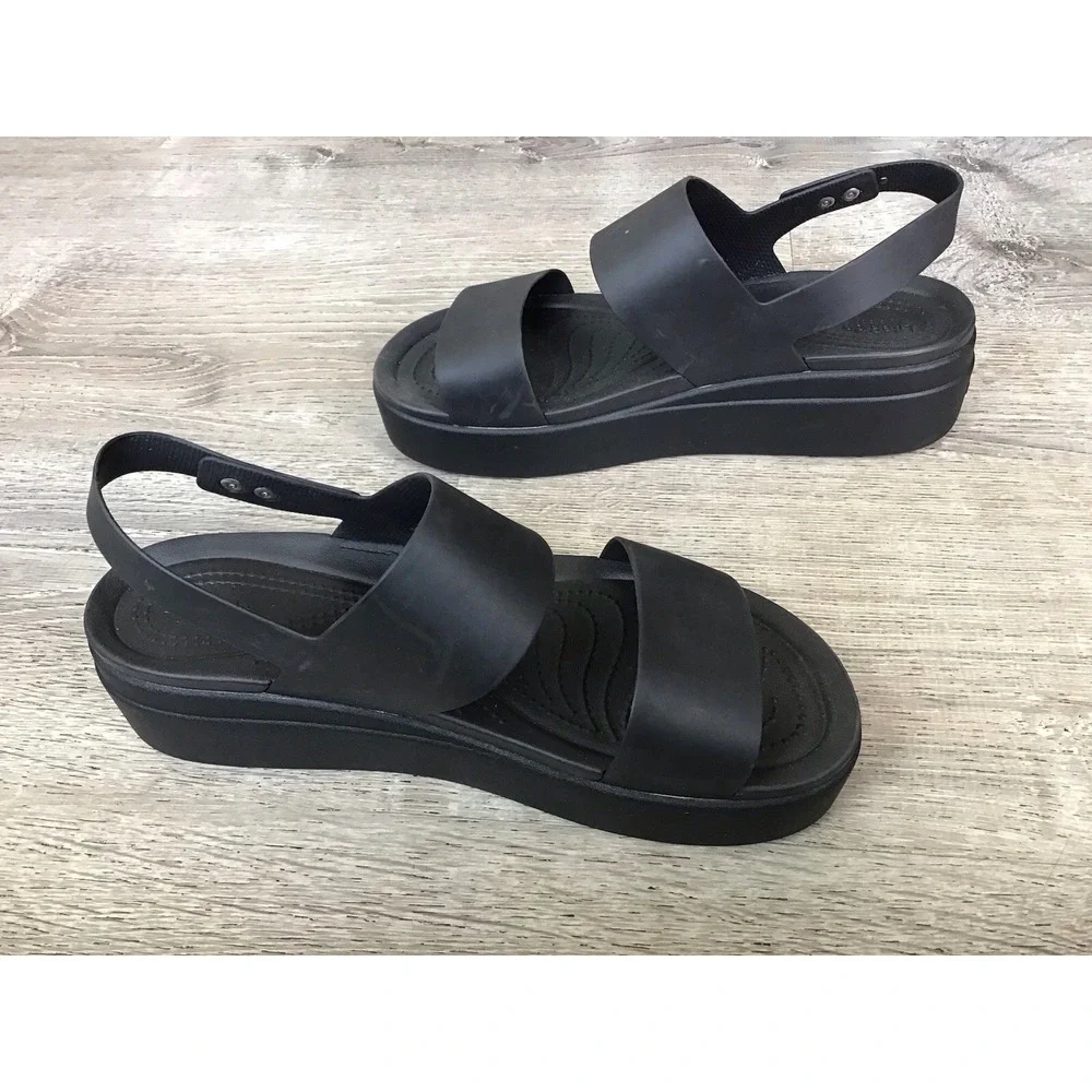 Crocs Brooklyn Low Wedge Women's Size 11 Sandals Black #206453